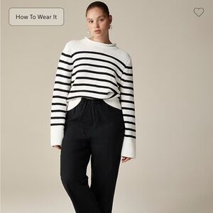 NWT J.Crew White Sweater w Black Stripes